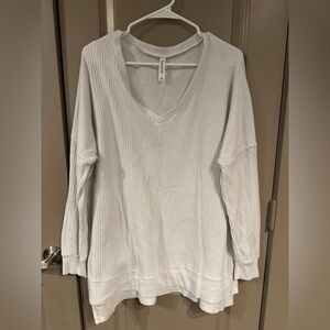 Zenana long sleeve white top